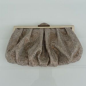 JUDITH LEIBER NATHALIE GOLD CRYSTAL CLUTCH BAG
